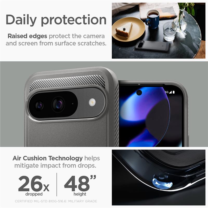 Husa Spigen Rugged Armor pentru Google Pixel 9 Pro/Pixel 9, Gri Marble (Pixel 9 Pro, ACS07783) by www.silkase.ro